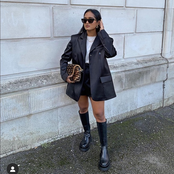 Zara Limited Edition Satin Blazer - Black - Picture 4 of 12